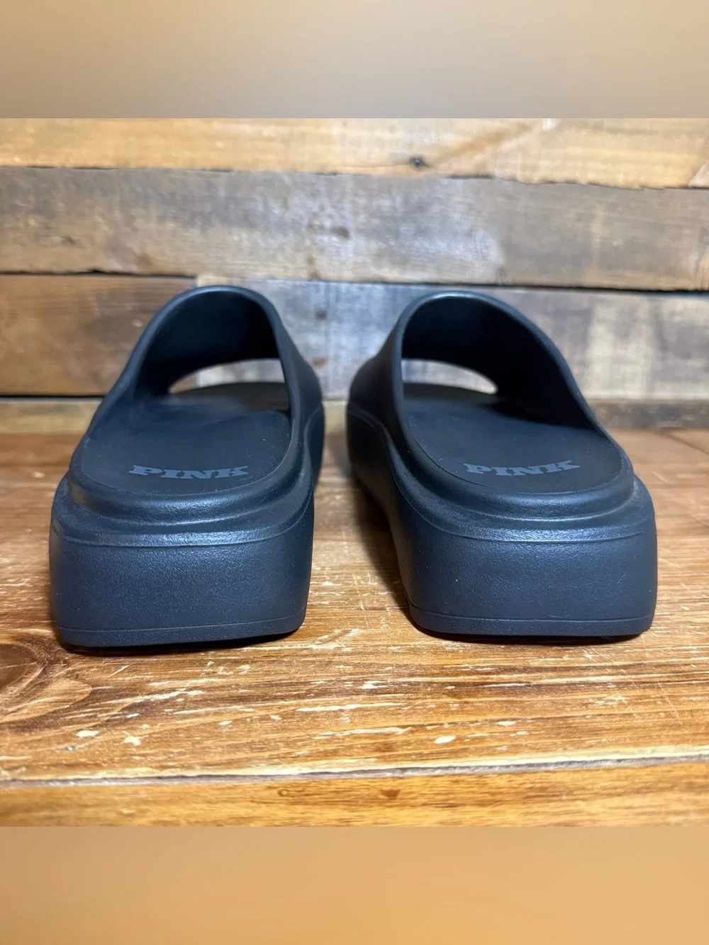 Victoria Secret PINK Platform Slide Sandals Size US 7/8 Black - Picture 4 of 10